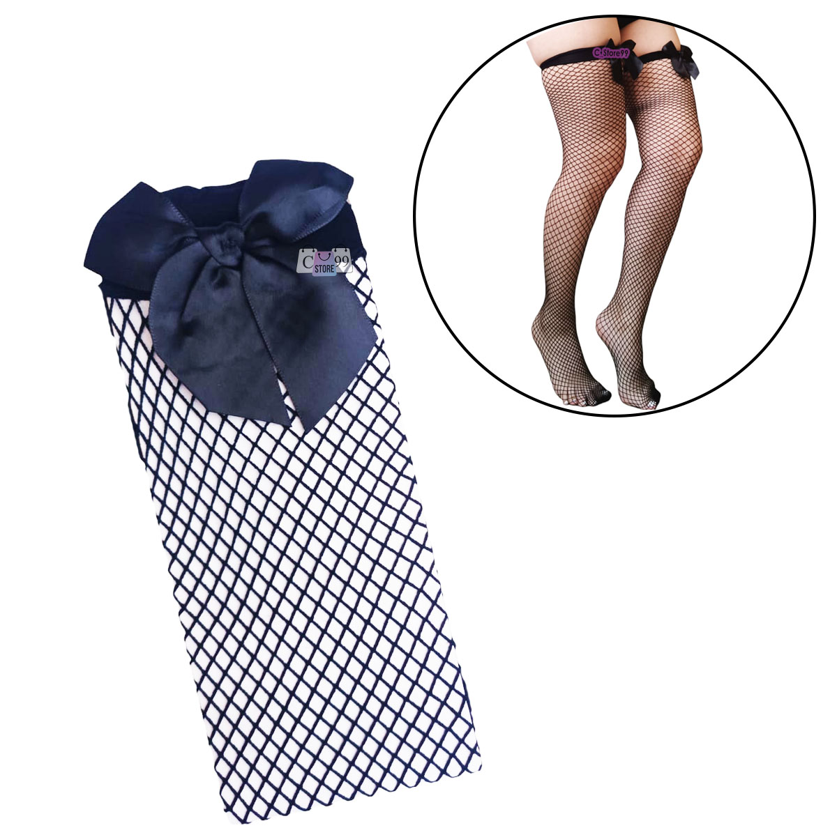 Miniatura 3 de Medias Negras En Malla Media Pierna